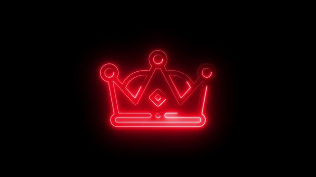 Glowing Red Neon Crown on Black Background Royalty- Free Stock glowing crown king