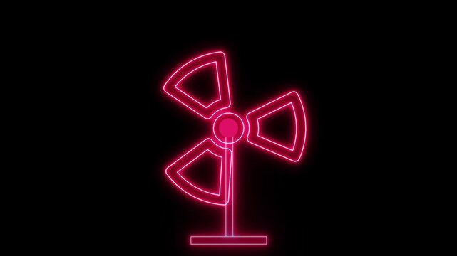 Neon Radioactive hazard symbol animation. Sign of radiation motion. Glowing radioactive sign in flat design 4k video. video animation red symbol radioactive alert, on a transparent background