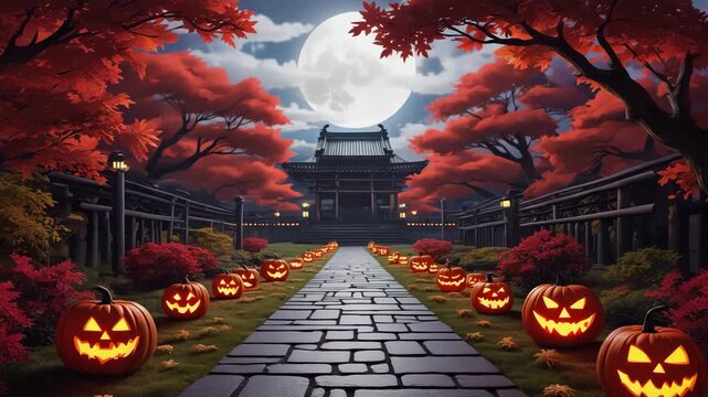 asian japanese chinese halloween night scene