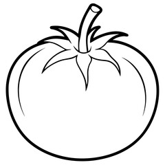 Tomato Stem Minimal Line Art 