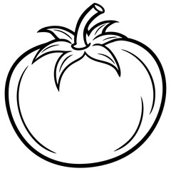 Tomato Stem Minimal Line Art 