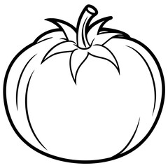 Tomato Stem Minimal Line Art 