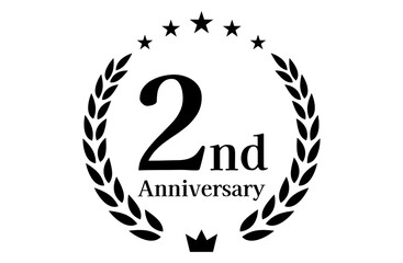 2周年記念、アニバーサリーのロゴベクターイラスト