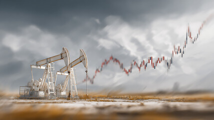 Oil Pump Jacks and Stock Data Background