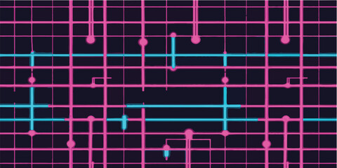 Abstract Pink Blue Grid Network Pattern