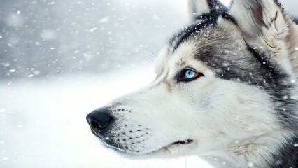 Obraz premium Majestic Siberian Husky Portrait in the Snow