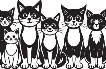 A cartoon vector illustration set of cute baby animals, including cats, dogs, and a pig, designed in a simple, funny art style