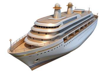 Ai generated image of a large, modern cruise ship with multiple decks and amenities, sailing on the water, representing travel and leisure, isolated on a transparent background