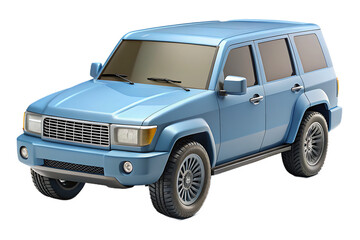Ai generated image of a modern blue suv or offroad vehicle isolated on a transparent background, suitable for themes of adventure, travel, and outdoor exploration
