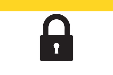 Simple black padlock icon on a white background representing concepts of security, privacy, and digital data protection.