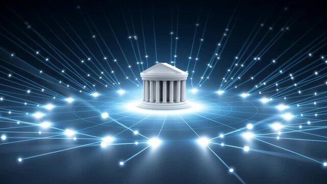 Transferring financial data or conducting financial transactions through online or digital banking, with hologram banking and connecting technology.