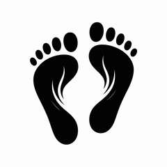 footprint, feet, icon, silhouette, barefoot, black, toes, step, track, path, walk, sole, print, human, pair, design, symbol, graphic, illustration, vector, shape, trail, imprint, simple, minimal, outl
