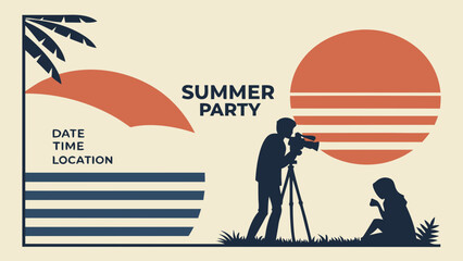 Summer Party Event Silhouettes with Videographer.