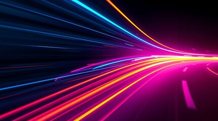 Futuristic Neon Speed Light Trails &ndash; Abstract Motion Blur Background