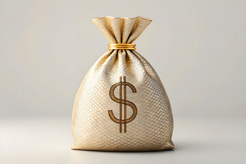 3D Money Bag with Dollar Sign &ndash; Photorealistic Render with Studio Lighting and Seamless Background