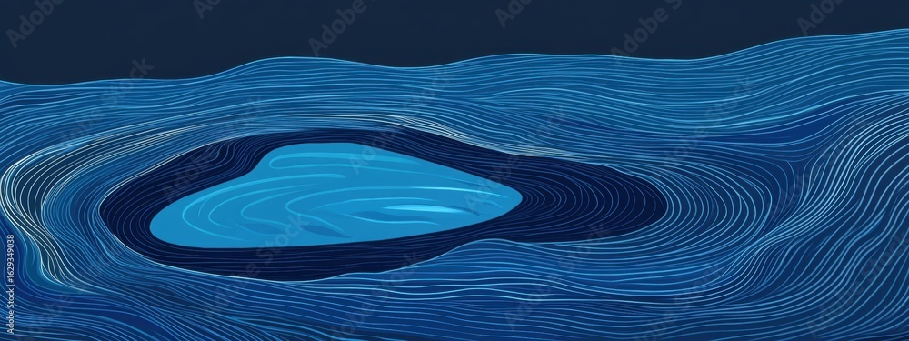 Aufkleber abstract ocean scene with flowing lines and circular shoreline design