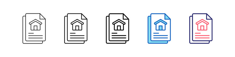 Document Icon In 5 Different Styles Set Collection.   