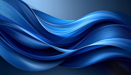 Fototapeta premium Abstract composition of layered, flowing forms in various tones of blue, resembling fabric folds or oceanic currents