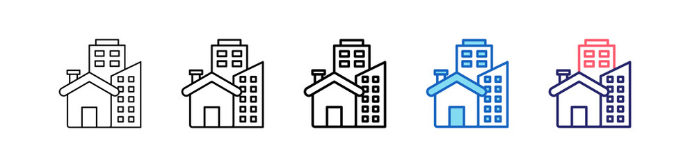 Property Icon In 5 Different Styles Set Collection.   