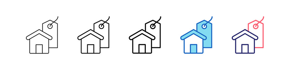 Price Tag Icon In 5 Different Styles Set Collection.   