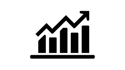 Black Line Chart with Rising Trend Arrow for Business Growth Visualization