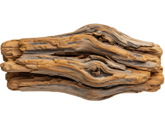 Weathered wood fragment isolated on transparent background