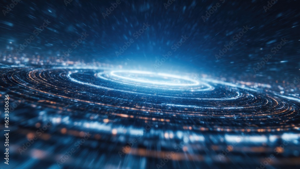 Poster digital technology creates mesmerizing view of blockchain technology in supply chain management, sho