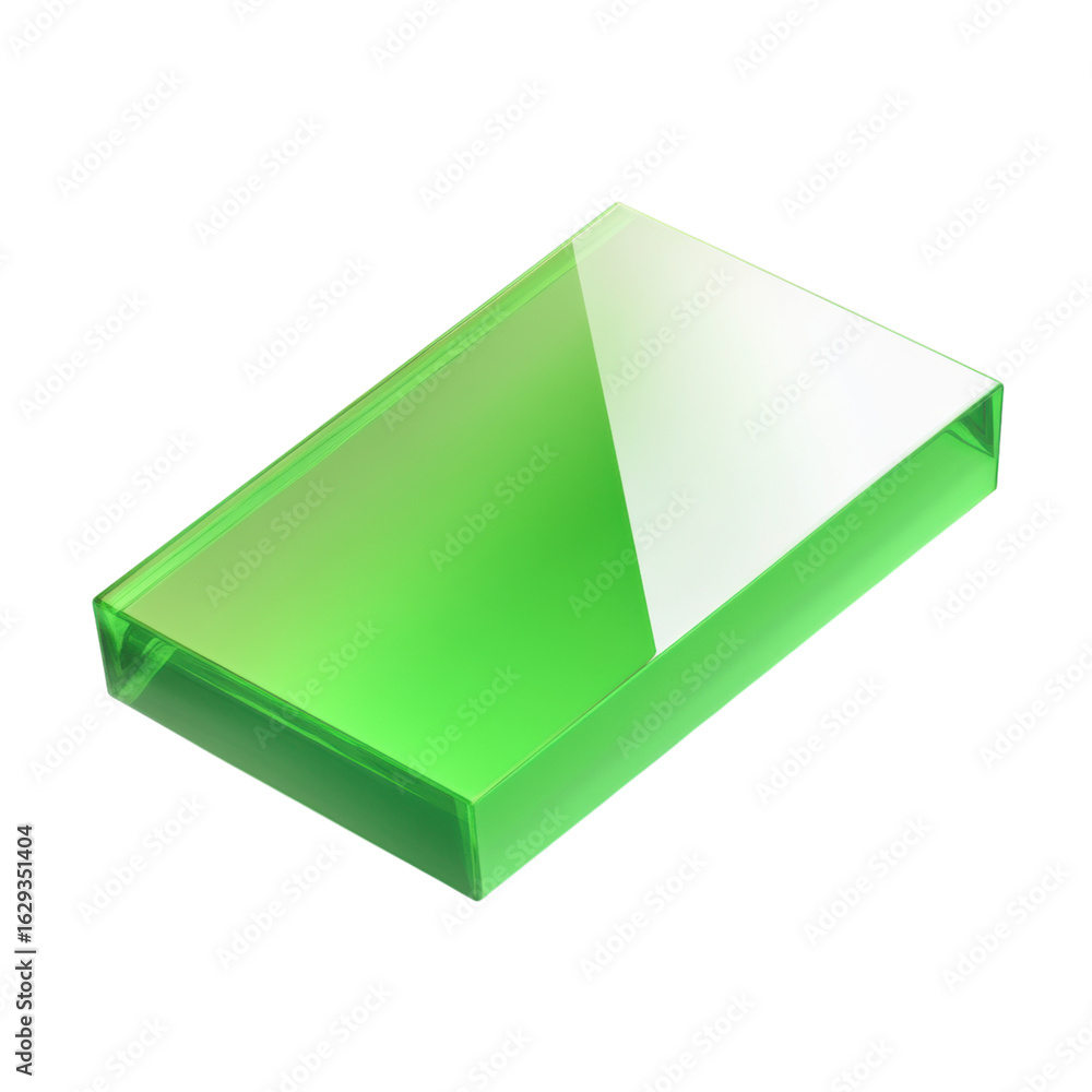 Poster transparent green block with glossy surface and angular design