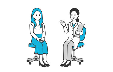 診断･説明する女性医師と若い女性患者【人物ベクターイラスト素材】
