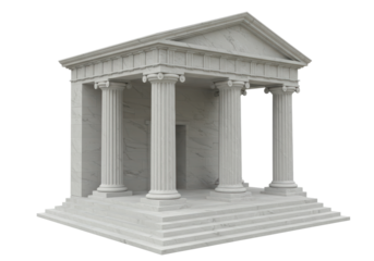 Isolated Classical Ancient Greek Temple in White Marble