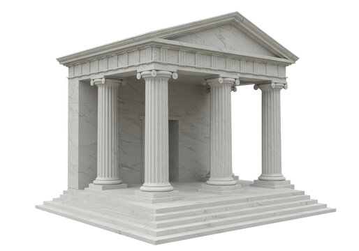 Isolated Classical Ancient Greek Temple in White Marble