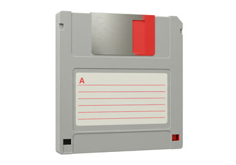 Isolated Retro 3.5 Inch Floppy Disk for Data Storage