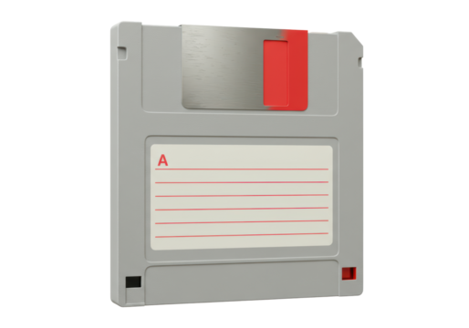 Isolated Retro 3.5 Inch Floppy Disk for Data Storage