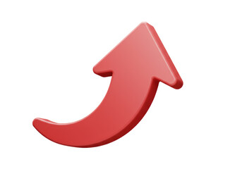 Isolated 3D Red Upward Curved Arrow for Growth and Success