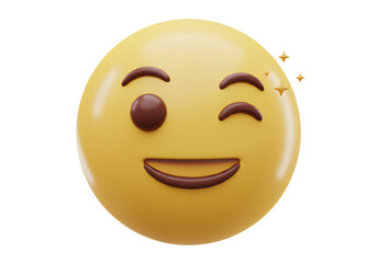 Isolated Winking Face Emoji with Sparkles Expressing Playfulness