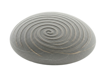 Isolated Zen Stone with a Carved Spiral Labyrinth Pattern