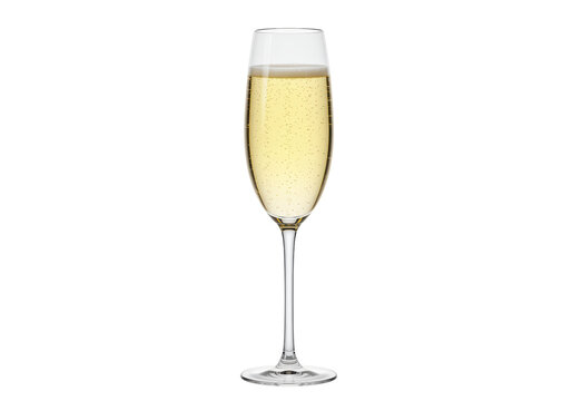 Isolated Elegant Flute Glass of Sparkling Champagne
