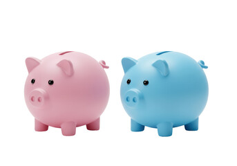 Isolated Pink and Blue Ceramic Piggy Banks for Savings