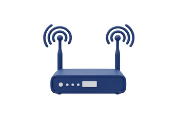 Isolated Blue 3D Wi-Fi Router Icon for Internet Connectivity