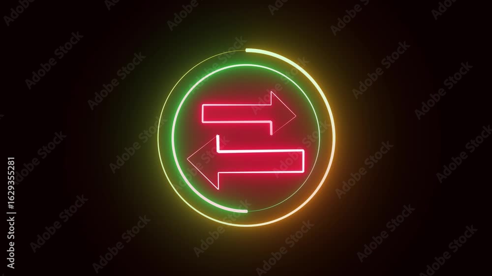 Poster data transfer neon arrows animation. abstract background design element digital broadcast motion. ci