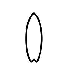 Simple black outline illustration of a surfboard