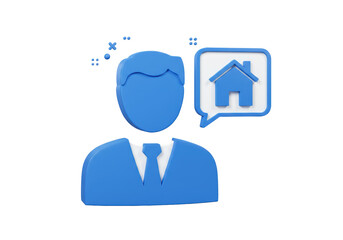 Isolated Businessman Icon Thinking About or Discussing Real Estate