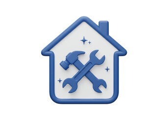Isolated Home Repair and Maintenance Icon with Hammer and Wrench