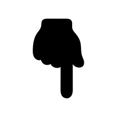 Black silhouette of a hand pointing downwards with index finger