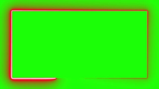 abstract glowing neon rectangle frame animation green screen 4k. Bright neon border frame effect isolated on green background.  square two moving neon lights overlay 4K graphic animation video. Fire