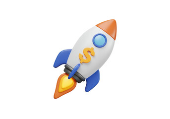 Isolated Financial Growth Concept with a Launching Rocket and Dollar Sign