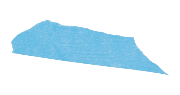 Single light blue tape isolated on transparent background