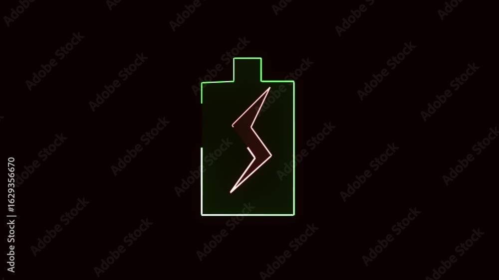 Poster electric charge neon lightning bolt symbol animation perfect for futuristic motion graphics. dynamic