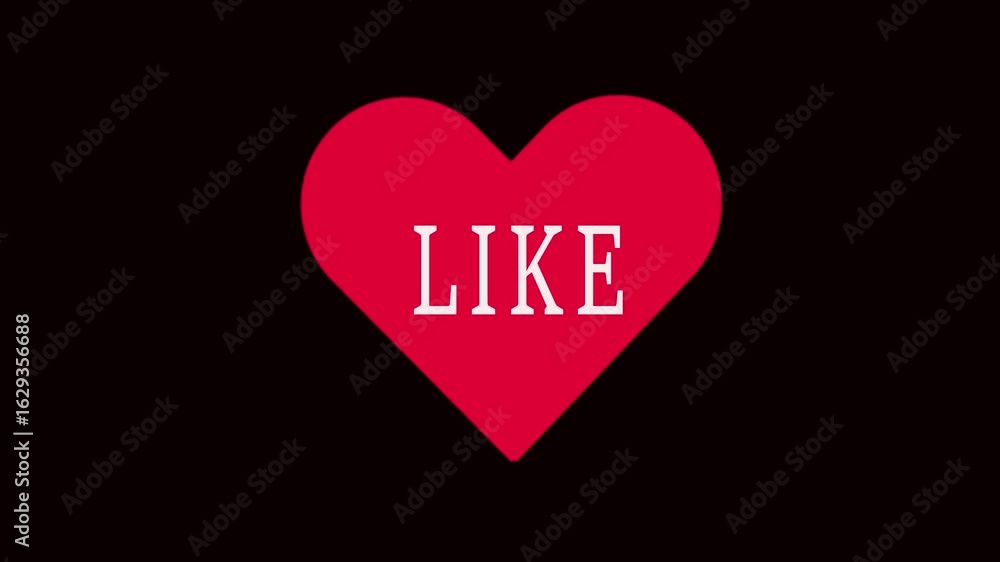 Poster social media love and romance animation with red heart like button for digital marketing. seamless l
