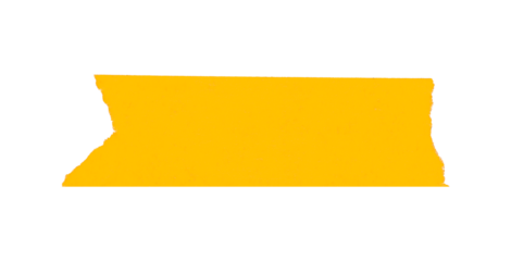 Single yellow tape isolated on transparent background